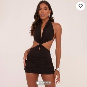 Halterneck Knotted Ruched Mini Dress